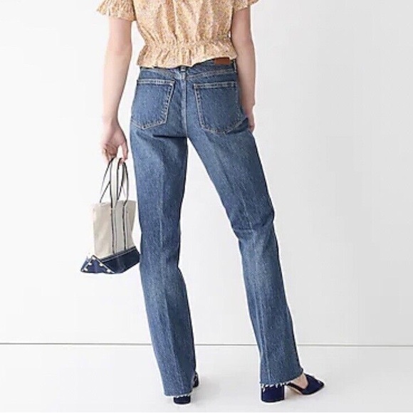 J Crew New high rise full length Demi-boot jeans in Kamari wash raw hem - Picture 2 of 11
